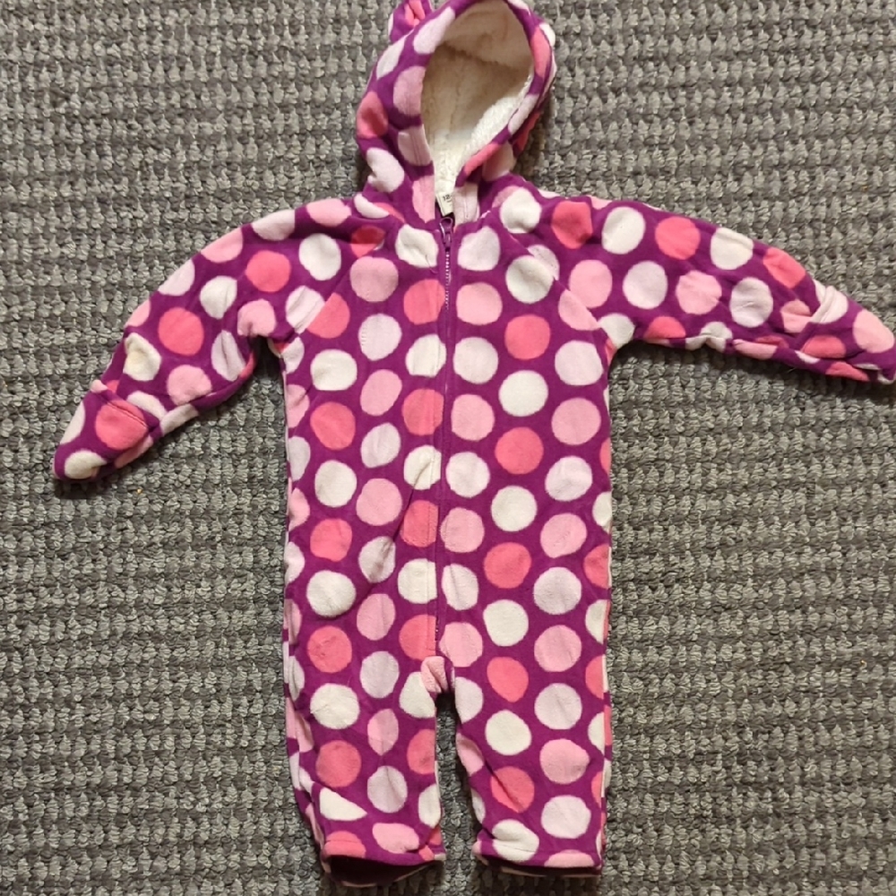 Old Navy Pink and Purple Polka Dot Kids Cold Weather Outdoor Zip Up Cover-up. - Picture 1 of 9